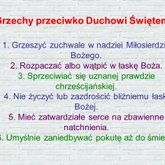 6 grzechów przeciwko Duchowi Świętemu i przykazaniom: konsekwencje