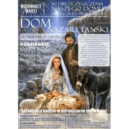 Obraz przedstawia Świętą Rodzinę w żłóbku, symbolizującą zawierzenie św. rodzinie.