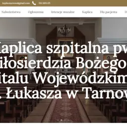 Wnętrze kaplicy szpitalnej pw. Miłosierdzia Bożego w Tarnowie, dedykowanej św. Łukaszowi. Miejsce modlitwy i refleksji.