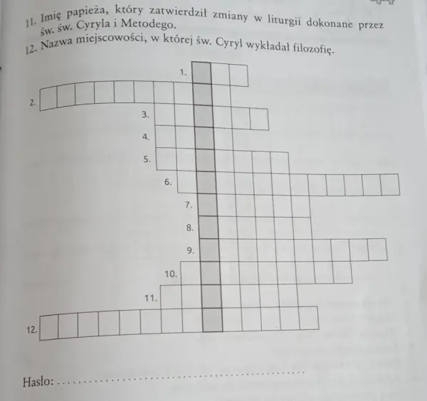 Krzyżówka religijna: infuła, artykuł wiary, modlitwa - wyzwanie!